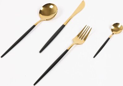 IRIS KT-233 Konyhai evőeszköz készlet (24 részes) - Arany / Fekete