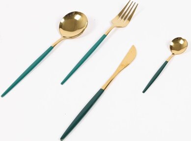 IRIS KT-233 Konyhai evőeszköz készlet (24 részes) - Arany / Zöld