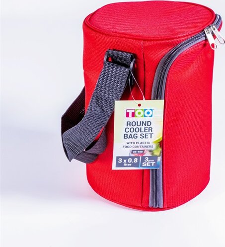 TOO CB-400 Hűtőtáska és ételhordó kerek ételtartóval - Piros