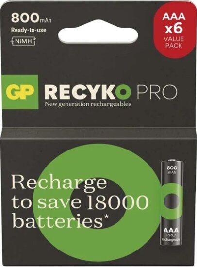 GP B2618V ReCyko Pro Professional 800mAh Újratölthető AAA Mikroceruzaelem (6db/csomag) GP B2618V ReCyko Pro Professional 800mAh Újratölthető AAA Mikroceruzaelem (6db/csomag)