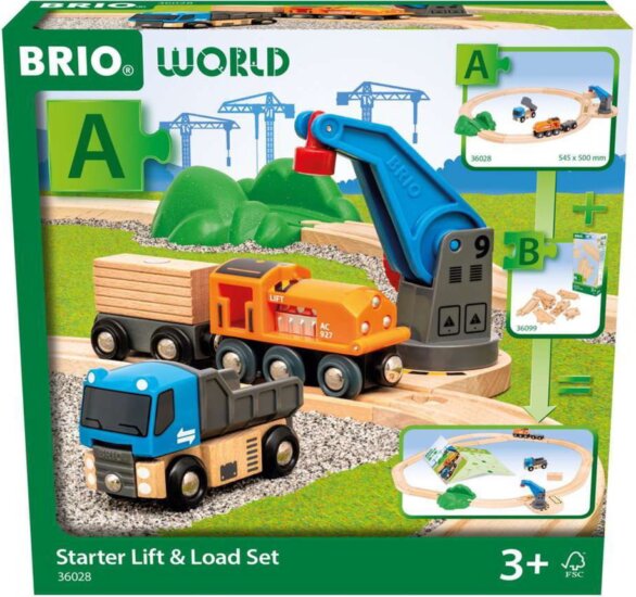 BRIO World "A" Vonatpálya Tehervonattal és daruval kezdőkészlet