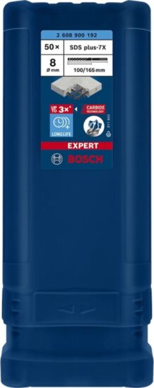 Bosch Ø 8,0 x 100/165mm Expert SDS Plus-7X Beton fúrószár 50db Bosch Ø 8,0 x 100/165mm Expert SDS Plus-7X Beton fúrószár 50db