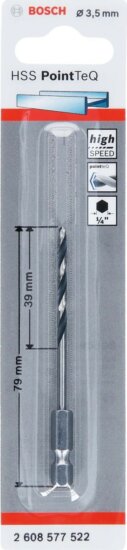 Bosch Ø 3,5 x 39/79mm HSS PointTeQ Hatszögletes Fémfúró