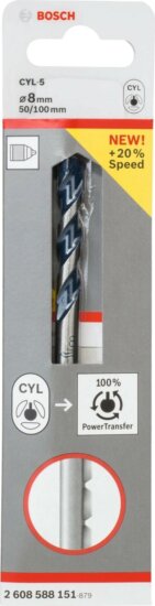 Bosch Ø 8,0 x 50/100mm CYL-5 Hengeres Beton fúrószár Bosch Ø 8,0 x 50/100mm CYL-5 Hengeres Beton fúrószár