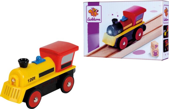 Eichhorn Elemes vonat beépített világítással Fa vonatpályához Eichhorn Elemes vonat beépített világítással Fa vonatpályához