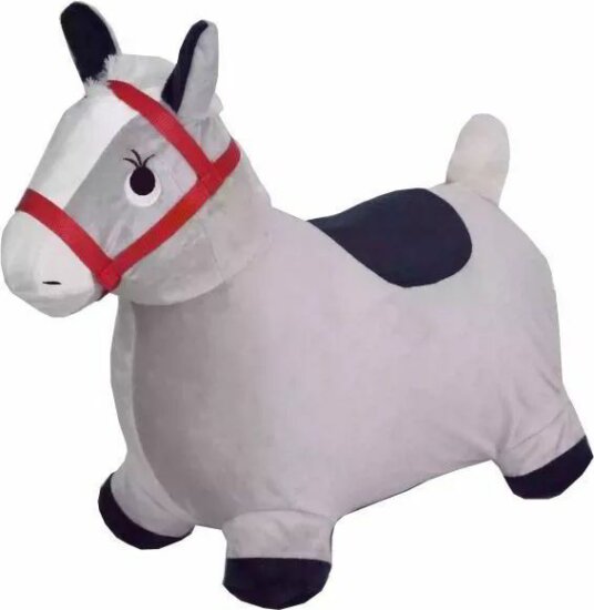 Ugráló felfújható plüss felületű lovacska 56 x 28 x 49 cm - Szürke