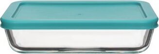 TOO KT-94 Hőálló Üveg téglalap alakú ételtároló műanyag tetővel 0.70L- Átlátszó/kék
