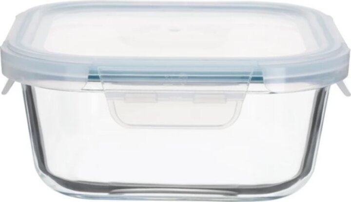 TOO KT-87 Hőálló Üveg négyzet alakú ételtároló csatolható műanyag tetővel 0,80L - Átlátszó