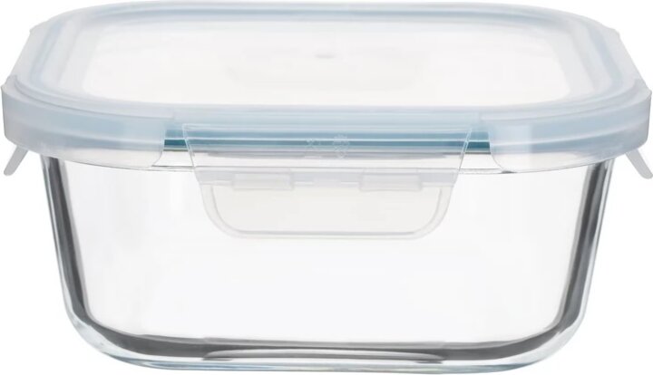 TOO KT-85 Hőálló Üveg négyzet alakú ételtároló csatolható műanyag tetővel 0,32L - Átlátszó