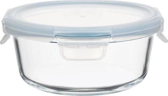 TOO KT-89 Hőálló Üveg kerek ételtároló csatolható műanyag tetővel 0,65L - Átlátszó