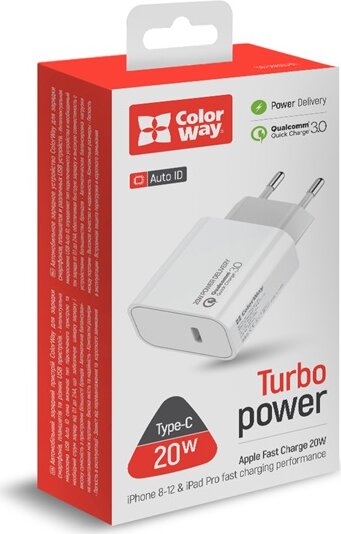 Colorway CW-CHS026PD-WT USB-C Hálózati Töltő Adapter 20W - Fehér
