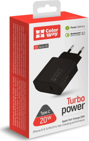 Colorway CW-CHS026PD-BK USB-C Hálózati Töltő Adapter 20W - Fekete