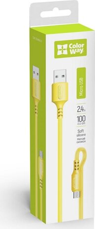 Colorway USB-A Apa - MicroUSB Apa Adat és töltő kábel - Sárga (1m)