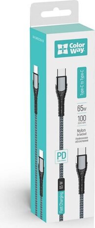 Colorway Type-C apa - Type-C apa (PD FastCharging) Adat és töltő kábel - Szürke(1m)