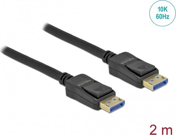 Delock 80262 DisplayPort 2.0 apa - Displayport 2.0 apa Kábel 2m - Fekete Delock 80262 DisplayPort 2.0 apa - Displayport 2.0 apa Kábel 2m - Fekete