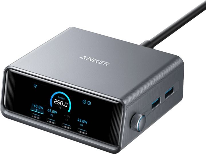 Anker 4x USB-C / 2X USB-A Hálózati Gyorstöltő Adapter 250W - Szürke/Fekete Anker 4x USB-C / 2X USB-A Hálózati Gyorstöltő Adapter 250W - Szürke/Fekete