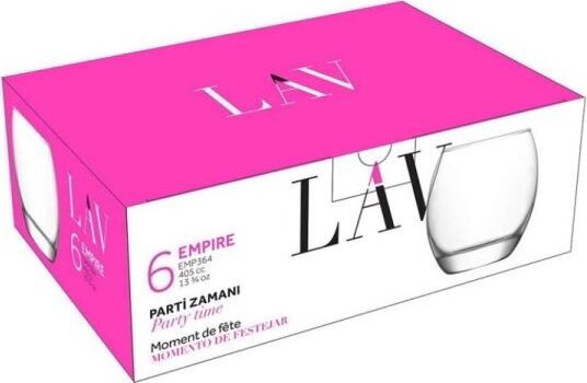 LAV Empire Whisky 405ml Whiskys üveg pohár szett 6 darabos