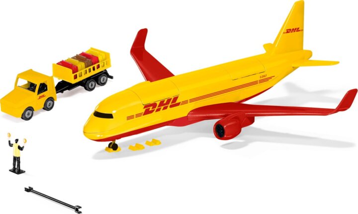 Siku DHL teherszállító repülőgép model jármű kiegészítőkkel - Sárga Siku DHL teherszállító repülőgép model jármű kiegészítőkkel - Sárga