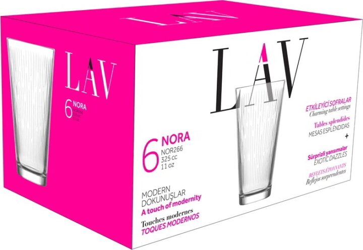 LAV Nora Long Drink 325ml Koktélos üveg pohár szett 6 darabos LAV Nora Long Drink 325ml Koktélos üveg pohár szett 6 darabos
