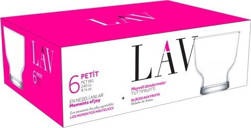 LAV Petit Ice Cream 240ml Fagylaltos üveg kehely szett 6 darabos