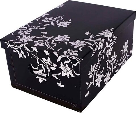 Miss Space Maxi Karton Tárolódoboz 45L - Fekete barokk virágok minta