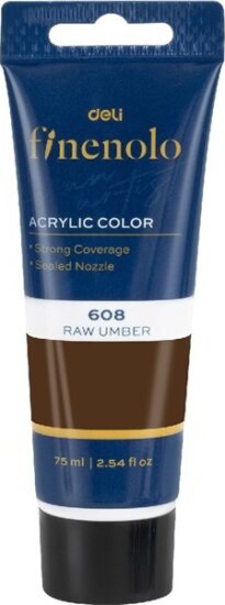 Deli Finenolo 608 Raw Umber Akrilfesték 75ml - Umbrabarna