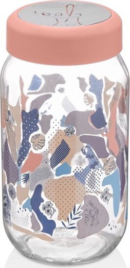 Iris HN-1447 Valletta Üveg Fűszertartó 1000ml - Rózsaszín/kék