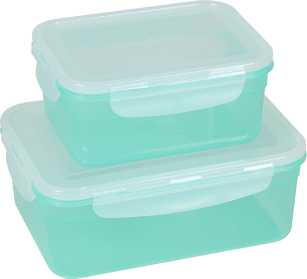 Flair Click&Fresh Műanyag ételtároló készlet 2,1L/1,1L (2 db) - Smaragdzöld