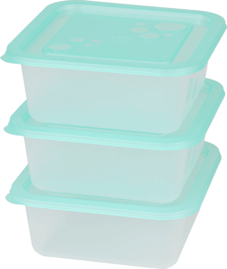 Flair Freezy Műanyag négyzetes ételtároló készlet 1,2L (3 db) - Smaragdzöld