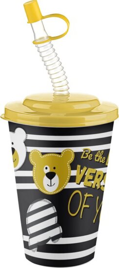 Iris Cute Műanyag gyerek Pohár szívószállal 400ml - Többfajta mintás