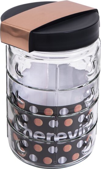 Iris 190902-004 Üveg Fűszertartó 1350ml - Rózsarany / Fekete