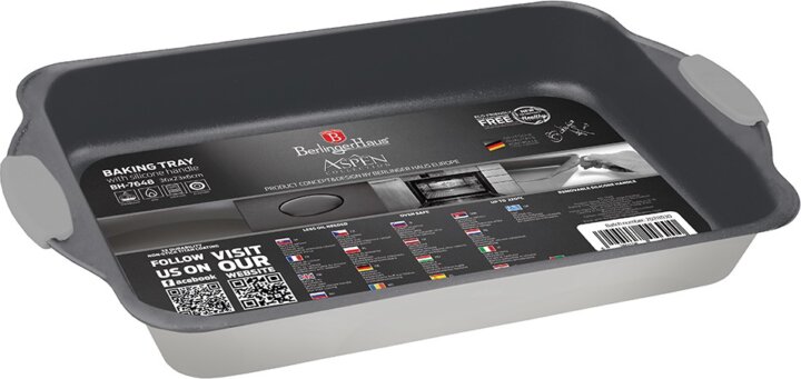 Berlinger Haus BH/7649 Sütőtepsi szilikon fogóval 40cm - Szatén szürke