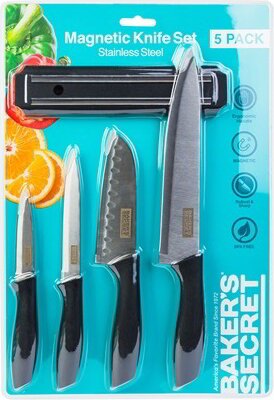 Bakers Secret DA00990 Rozsdamentes acél késkészlet tartóval 4 darabos - Fekete