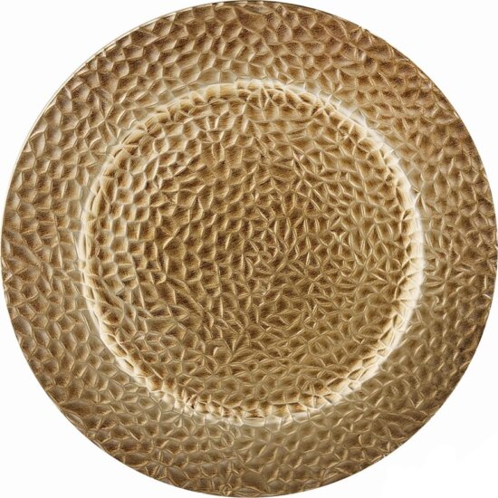 Iris 671986 Bőr hatású kerek müanyag dekor tálca 33 cm - Barna