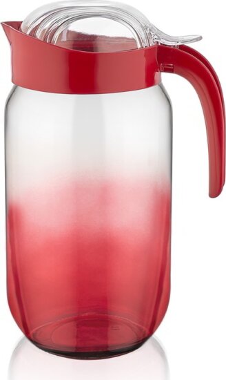 Iris C-00476 Rainbow Üveg kancsó 1.0L - Átlátszó / piros