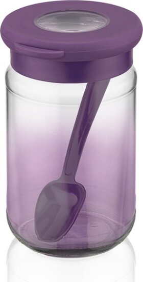 Iris C-00510 Rainbow Üveg ételtároló edény kanállal 0,38L - Lila / átlátszó