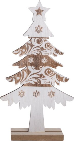 Iris Karácsonyi Fa fenyőfa cirádás álló dekoráció 12x22cm - Natúr