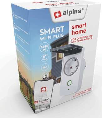 Alpina 26514 Kültéri konnektor WiFi Okos dugalj fogyasztásmérővel - Fehér