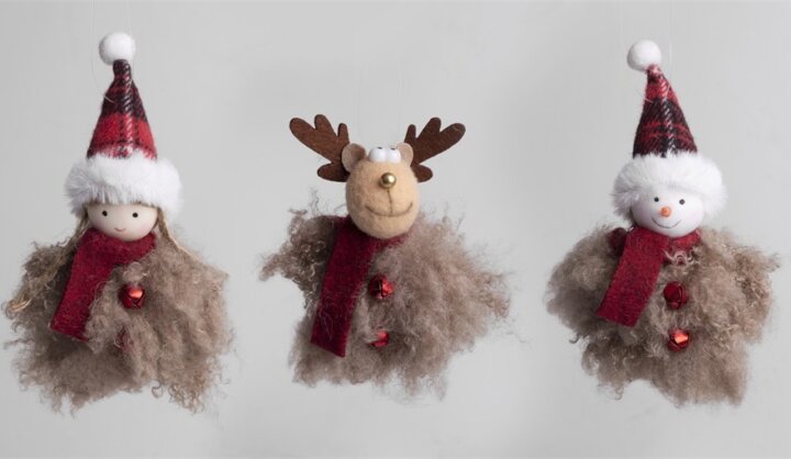 Iris Karácsonyi Felakasztható textil figura 14cm - Barna