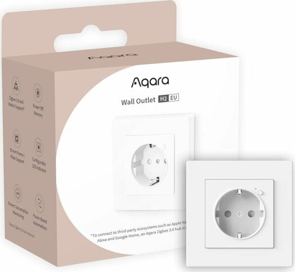 Aqara H2 EU Süllyesztett Okos konnektor aljzat Zigbee 3.0 - Fehér