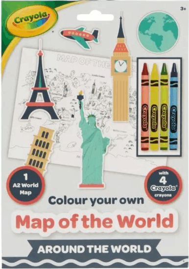 Crayola A2 méretű Színezhető világtérkép zsírkrétával