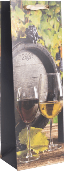 Iris boroshordó mintás Szalagfüles Papír boros ajándéktasak (12 x 36 cm) - Mintás