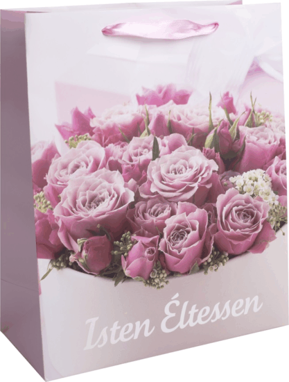 Iris virágcsokor mintás Szalagfüles Papír ajándéktasak születésnapra (26x32 cm) - Rózsaszín Iris virágcsokor mintás Szalagfüles Papír ajándéktasak születésnapra (26x32 cm) - Rózsaszín