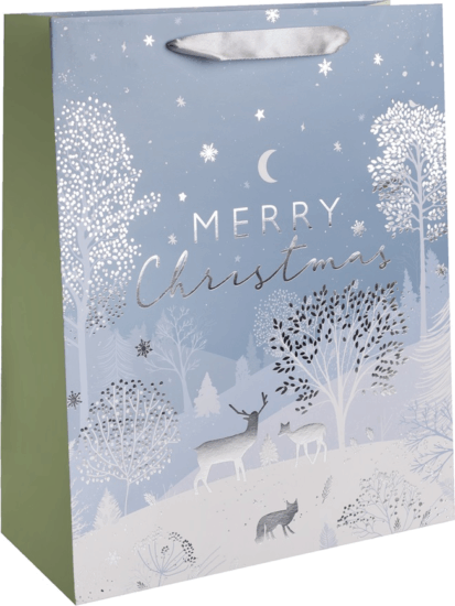 Iris Szalagfüles Papír ajándéktasak Boldog Karácsonyt felirattal (18x23 cm) - Kék/Zöld Iris Szalagfüles Papír ajándéktasak Boldog Karácsonyt felirattal (18x23 cm) - Kék/Zöld