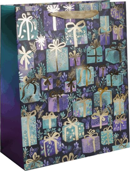 Iris ajándék mintás Szalagfüles Papír ajándékasak (26x32 cm) - Kék/Lila Iris ajándék mintás Szalagfüles Papír ajándékasak (26x32 cm) - Kék/Lila