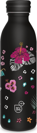 Ars Una Black Hibiscus 24 Dupla falú Termosz kulacs 600ml - Fekete mintás