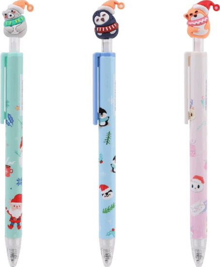 Nebulo nyomógombos golyóstoll Karácsonyi sapkás állatokkal - Többféle Nebulo nyomógombos golyóstoll Karácsonyi sapkás állatokkal - Többféle