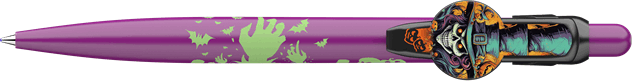 ICO Nyomógombos Golyóstoll 0,8 mm Halloween Dekorációval - Lila/Fekete ICO Nyomógombos Golyóstoll 0,8 mm Halloween Dekorációval - Lila/Fekete