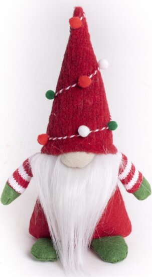 Iris Karácsonyi Textil Manó dekoráció 20cm - Piros / zöld