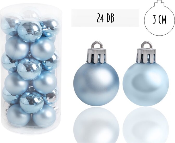 Iris Karácsonyi Műanyag gömb dísz készlet 24 darabos 3cm - Azúrkék Iris Karácsonyi Műanyag gömb dísz készlet 24 darabos 3cm - Azúrkék